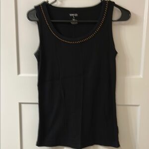 St. John's Bay Black and Gold Embellished Fitted Tank Top